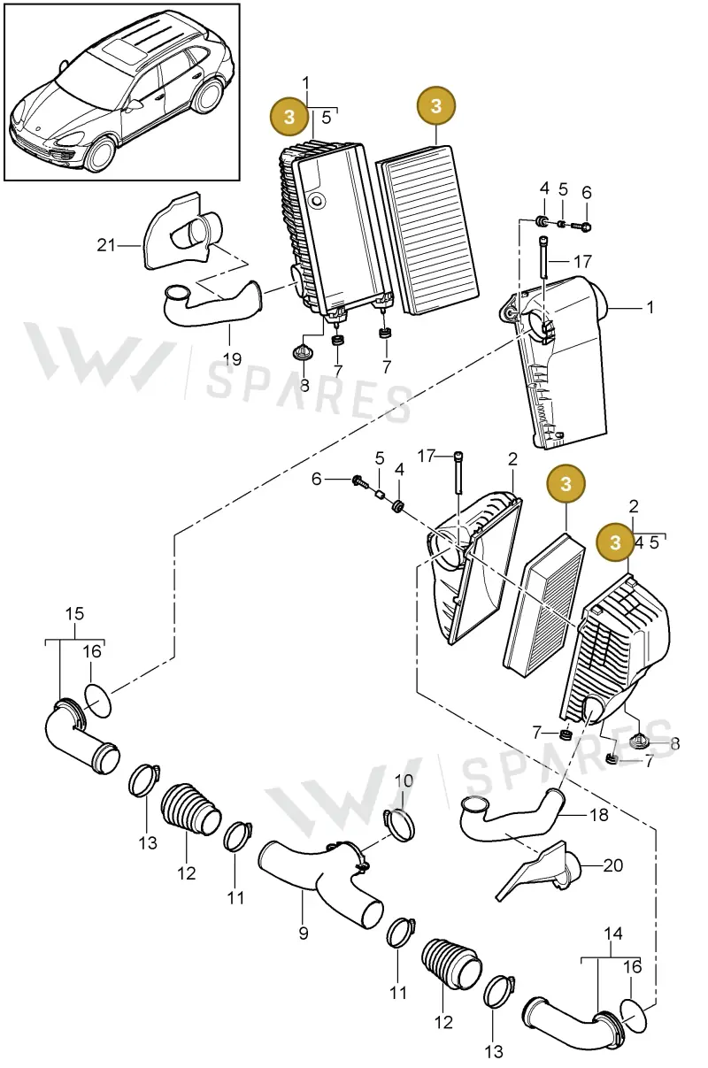 95811013010 — Porsche Cayenne (2010-2018) diagram p37106000, position 3