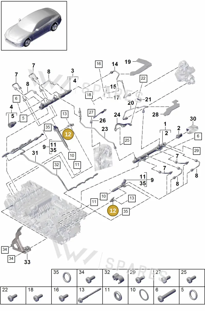 95811021601 — Porsche Panamera 4 Hybrid (2016-2020) diagram p49107010, position 12