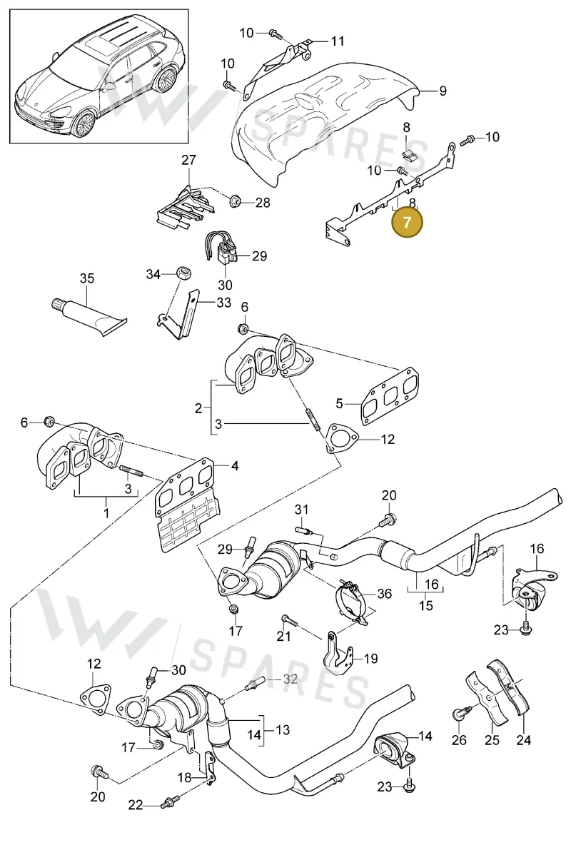 95811022800 — Porsche Cayenne (2010-2018) diagram p37202010, position 7