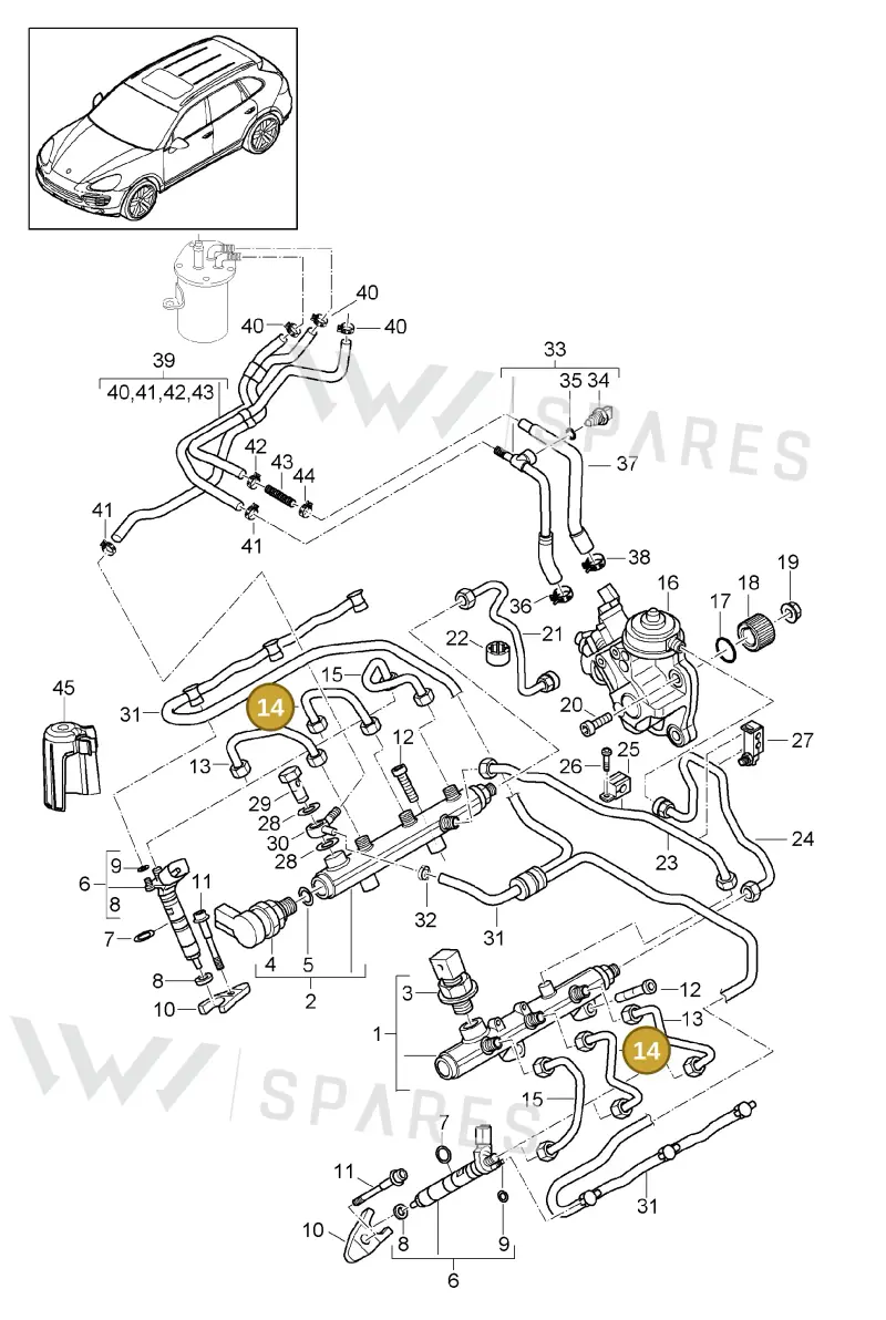95811024110 — Porsche Cayenne (2010-2018) diagram p37107037, position 14