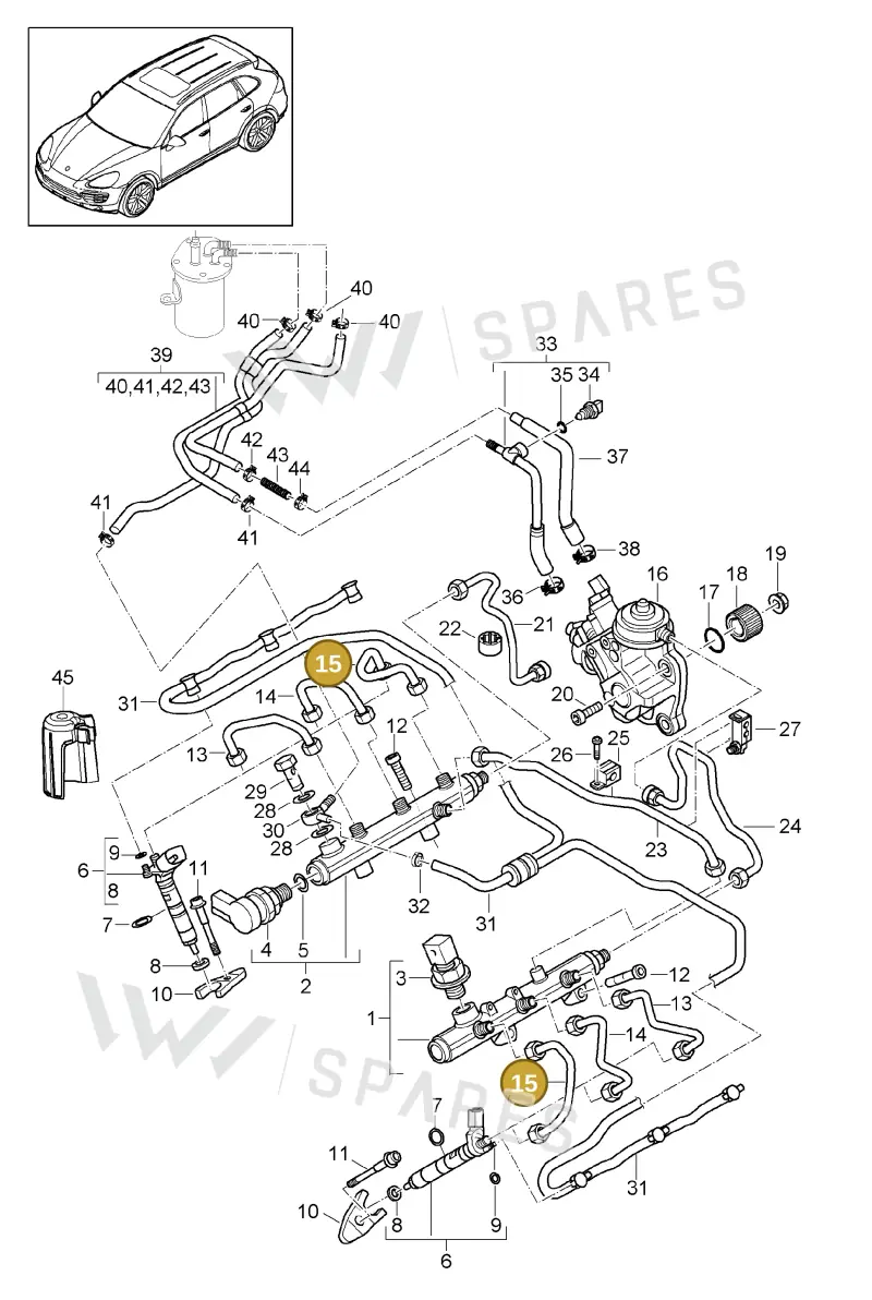 95811024120 — Porsche Cayenne (2010-2018) diagram p37107037, position 15