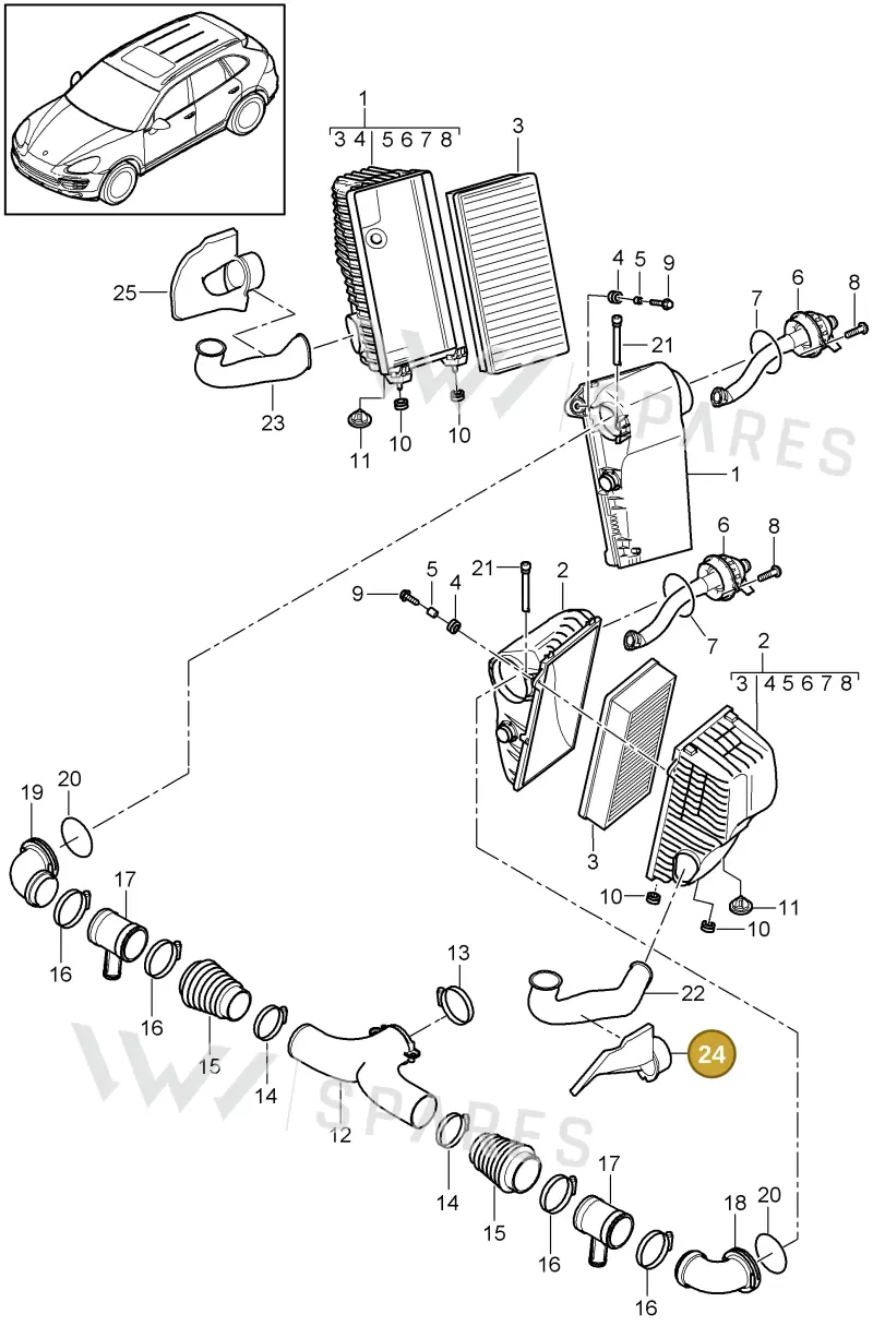 95811025150 — Porsche Cayenne (2010-2018) diagram p37106010, position 21