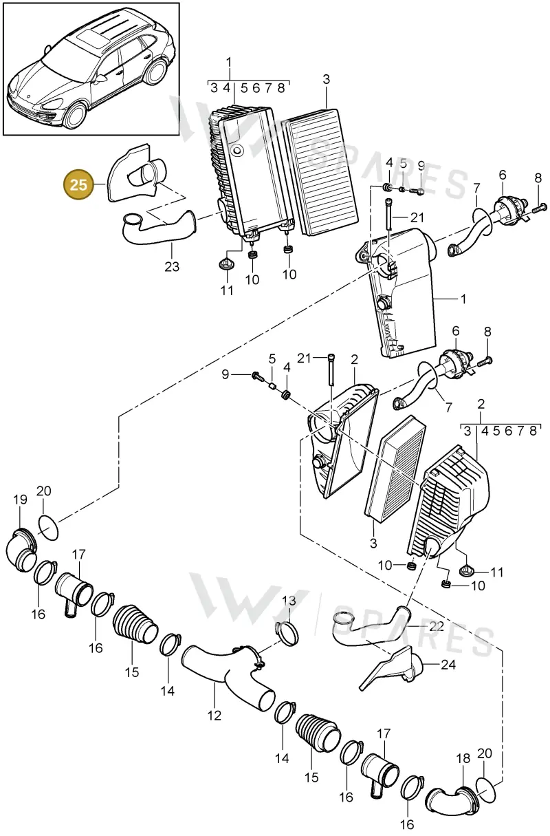 95811025250 — Porsche Cayenne (2010-2018) diagram p37106010, position 22
