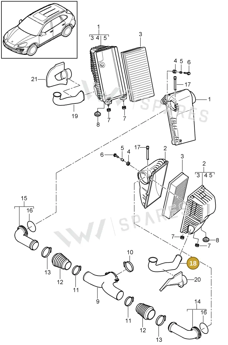 95811027100 — Porsche Cayenne (2010-2018) diagram p37106000, position 18