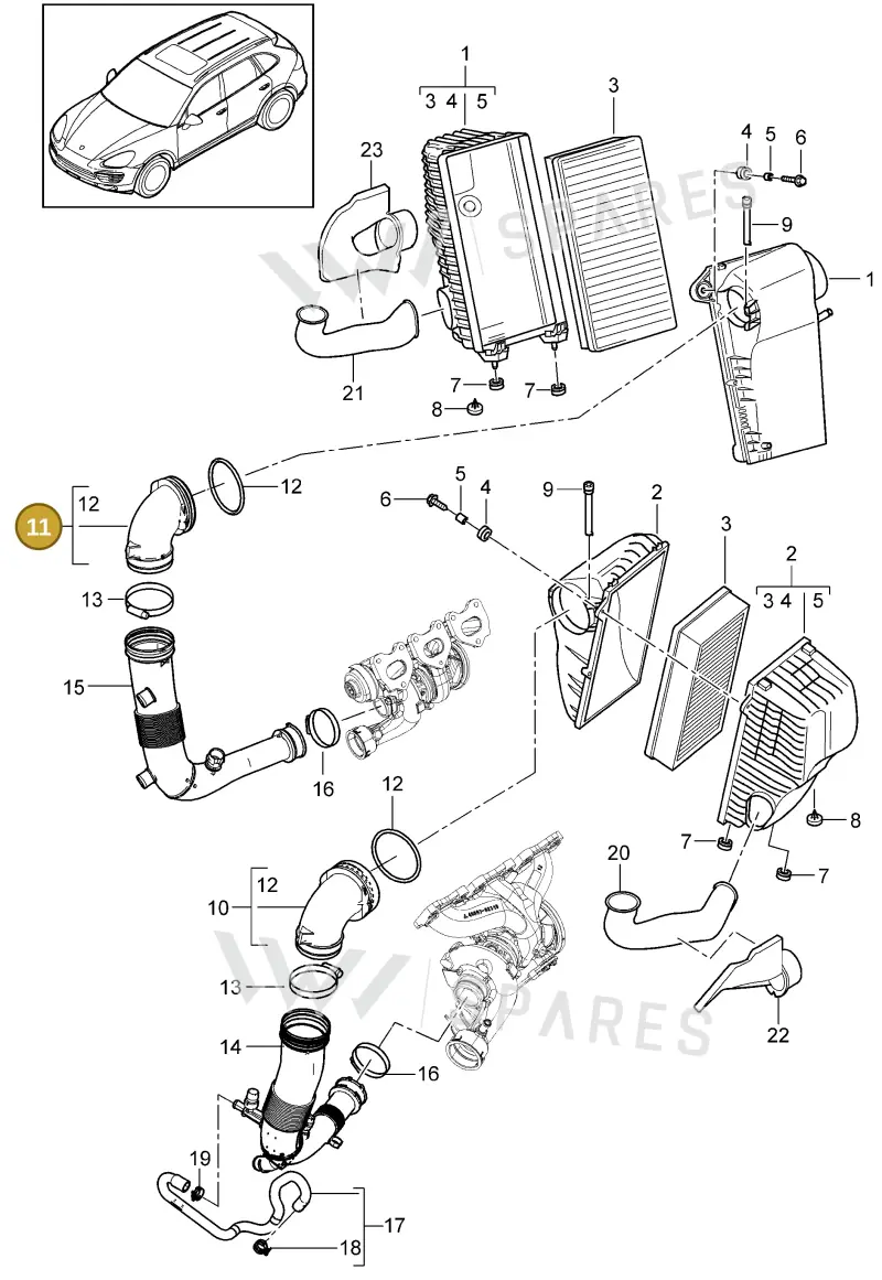 95811027220 — Porsche Cayenne (2010-2018) diagram p37106010, position 11