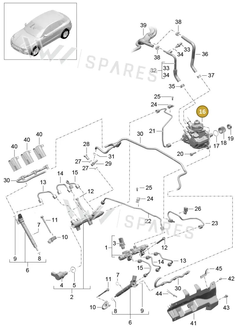 95811031501 — Porsche Macan (2013-2018) diagram p44107040, position 16