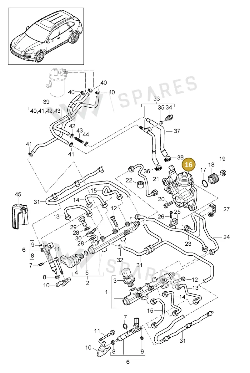 95811031511 — Porsche Cayenne (2010-2018) diagram p37107030, position 16