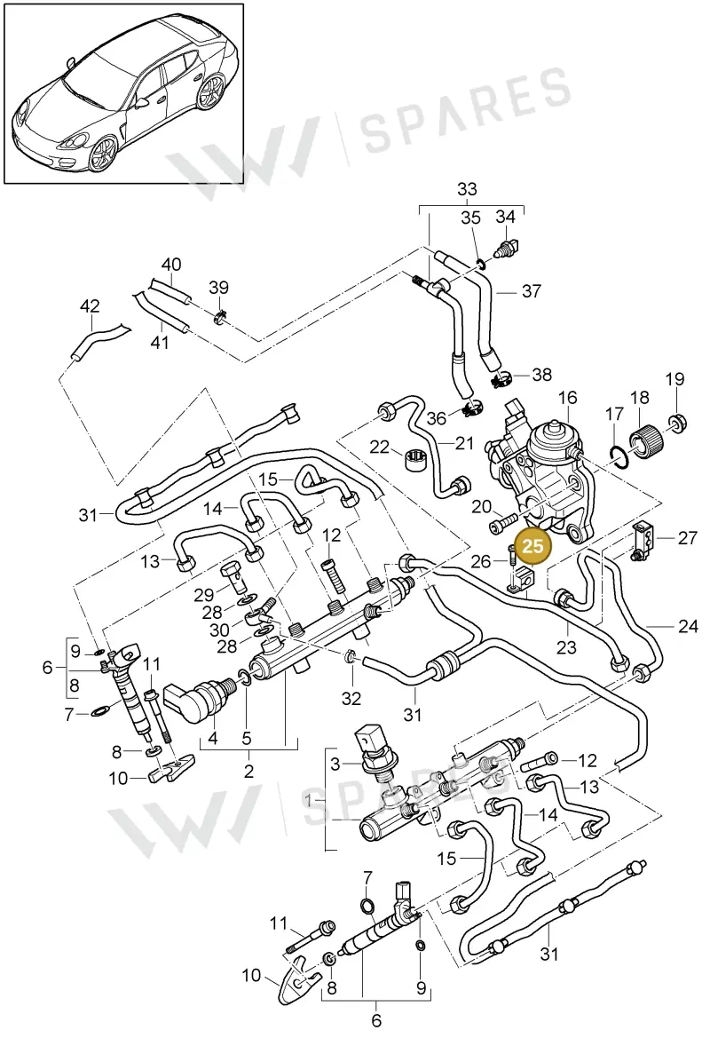 95811041000 — Porsche Panamera (2009-2016) diagram p35107040, position 25