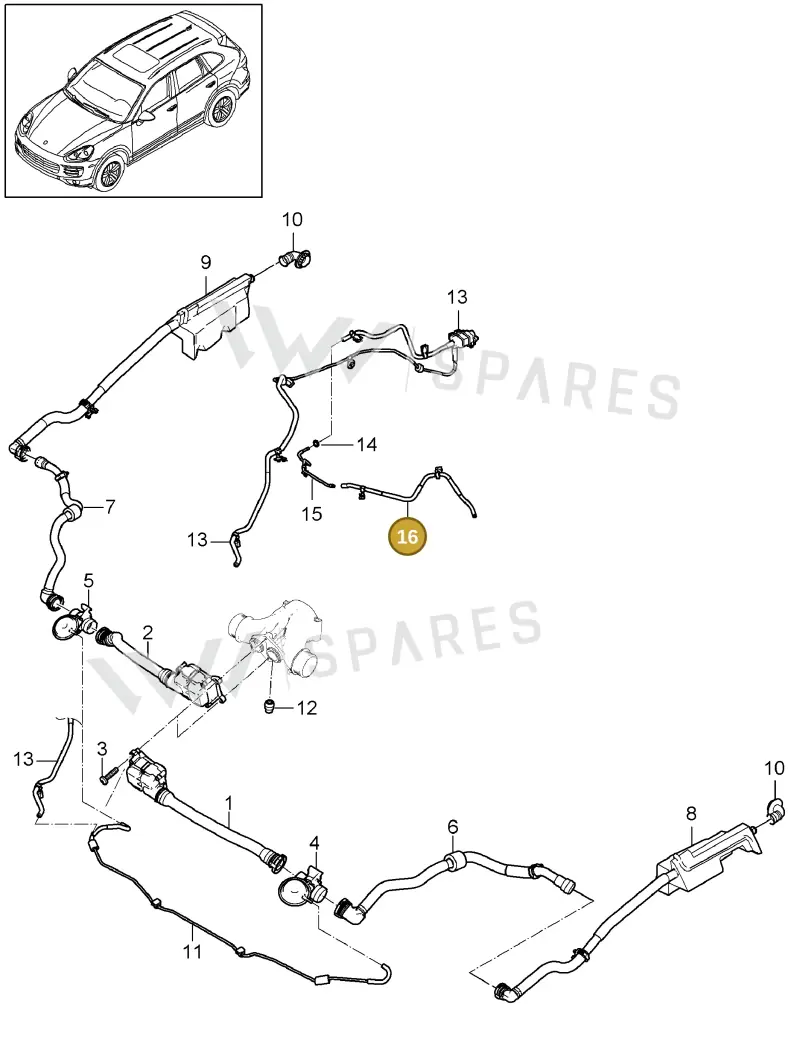 95811048800 — Porsche Cayenne (2010-2018) diagram p37107070, position 16