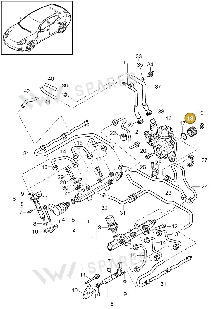 95811054100 — Porsche Panamera (2009-2016) diagram p35107040, position 18