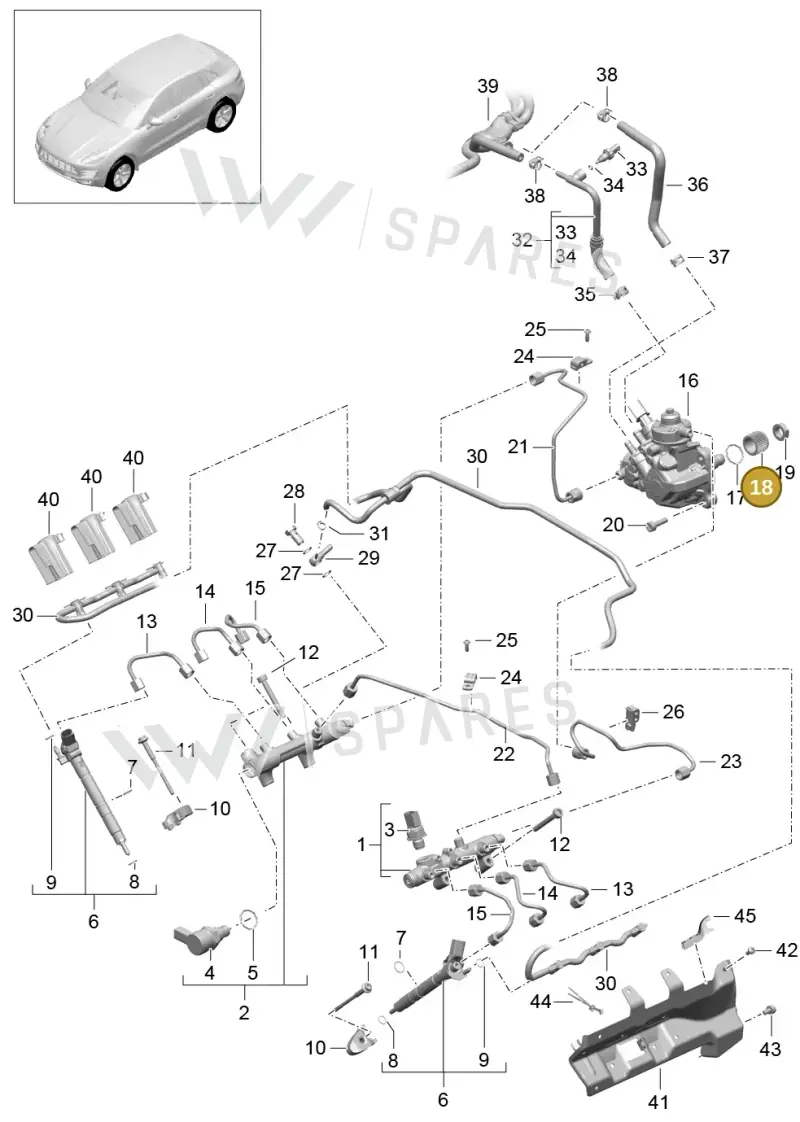 95811054100 — Porsche Macan (2013-2018) diagram p44107040, position 18