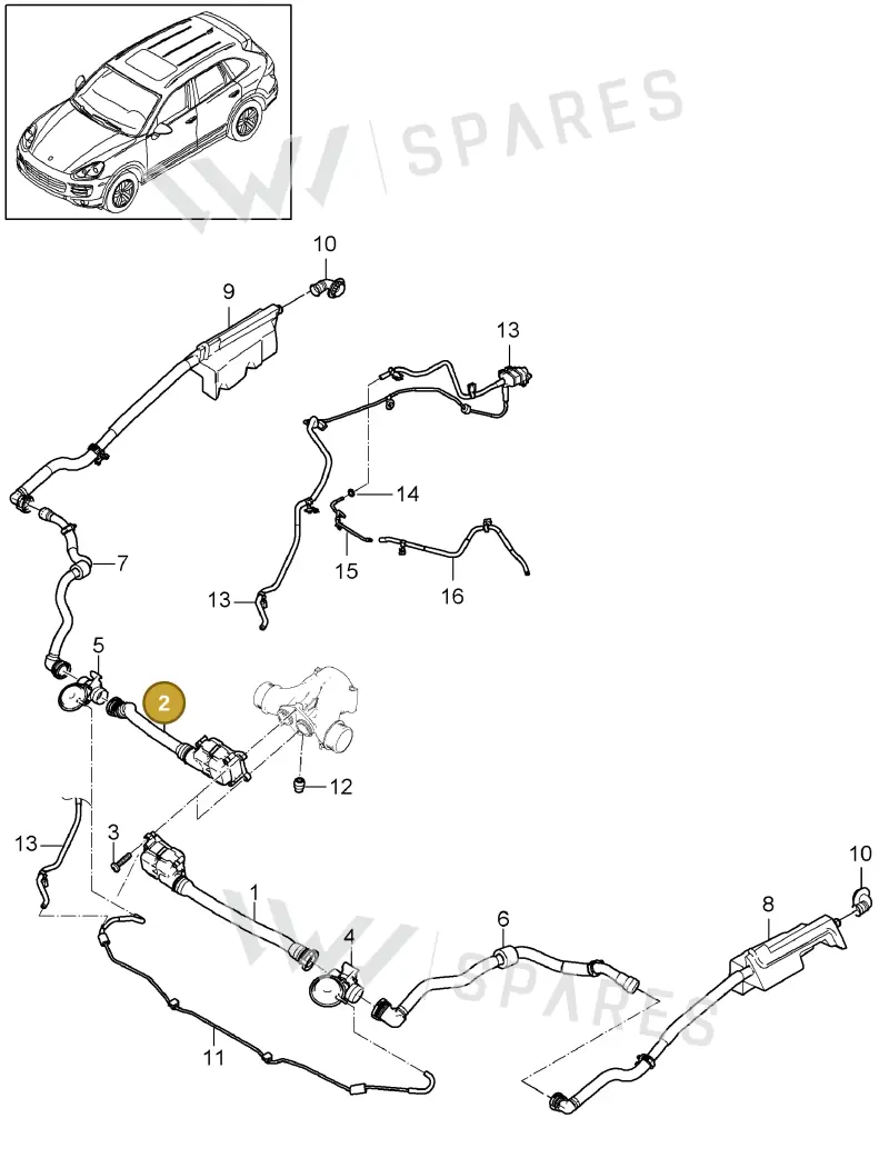 95811054220 — Porsche Cayenne (2010-2018) diagram p37107070, position 2