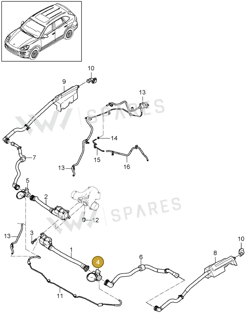 95811054300 — Porsche Cayenne (2010-2018) diagram p37107070, position 4