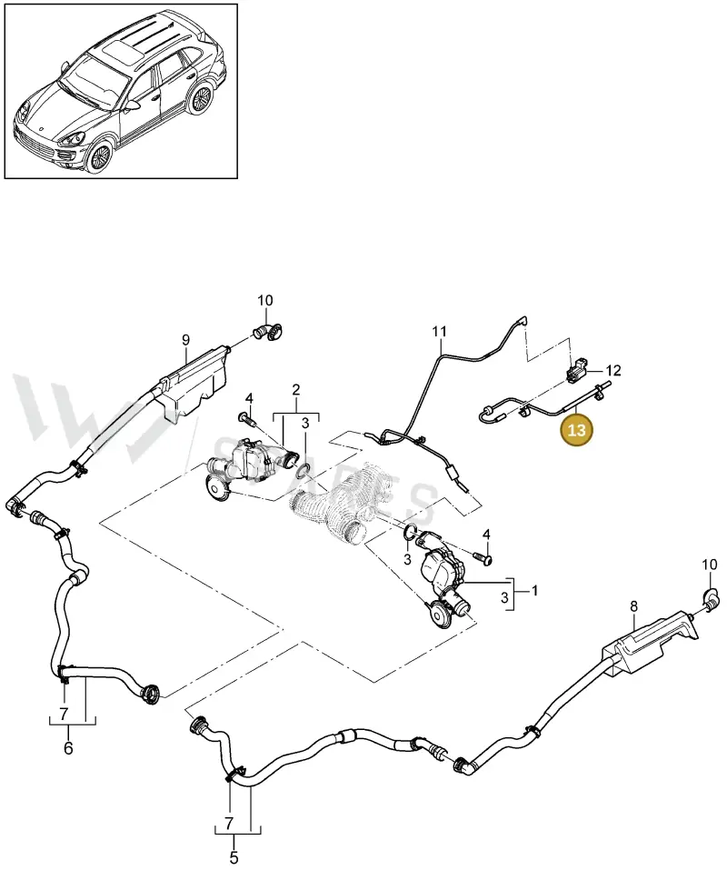 95811054502 — Porsche Cayenne (2010-2018) diagram p37107070, position 13