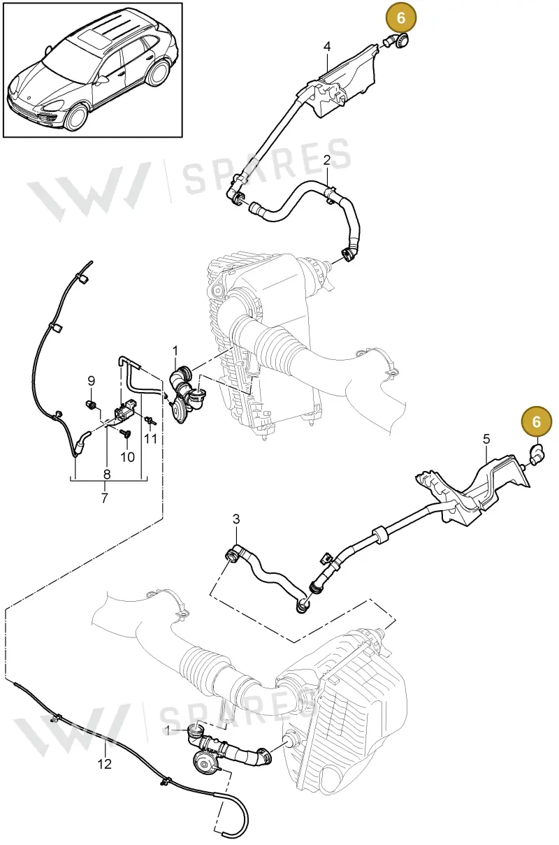 95811060900 — Porsche Cayenne (2010-2018) diagram p37106007, position 6