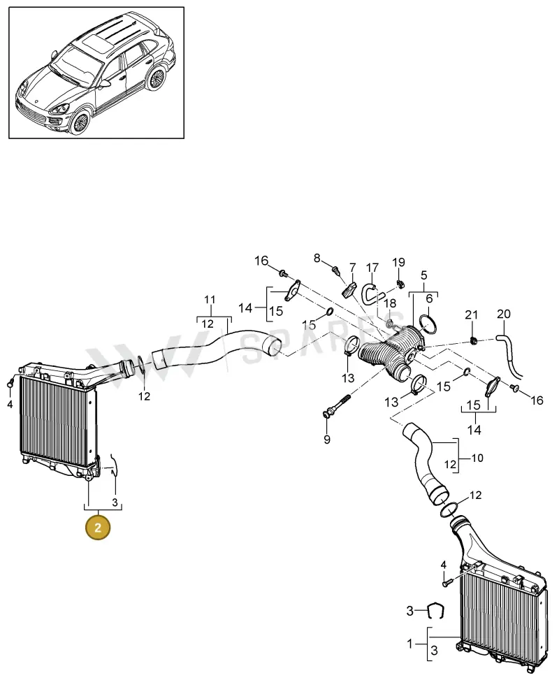 95811064021 — Porsche Cayenne (2010-2018) diagram p37107070, position 2