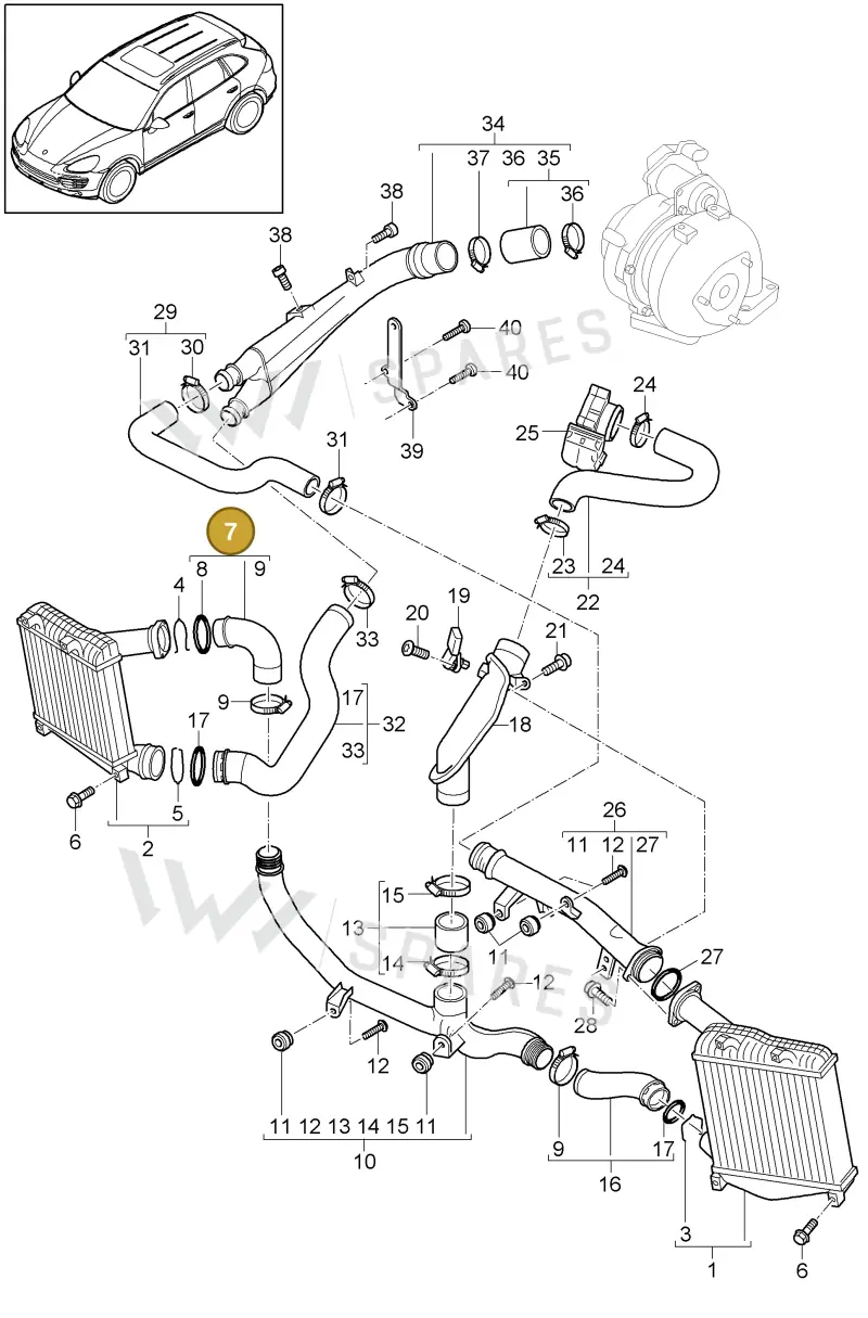 95811070810 — Porsche Cayenne (2010-2018) diagram p37107070, position 7