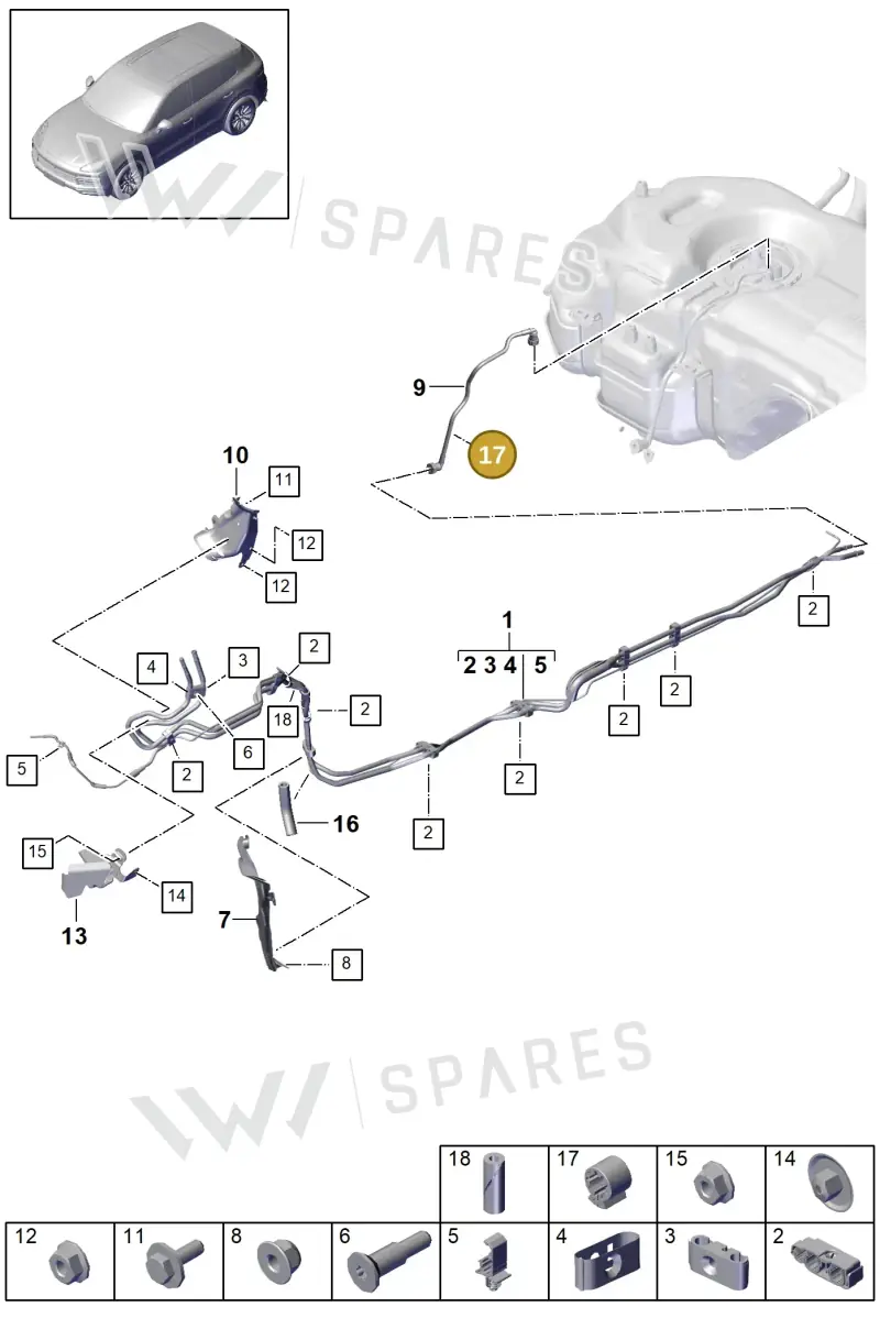 95811072240 — Porsche Cayenne Diesel V6 (2017-2023) diagram p51201030, position 17