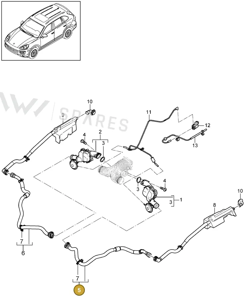 95811074102 — Porsche Cayenne (2010-2018) diagram p37107073, position 5