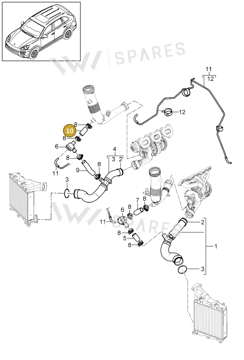 95811074240 — Porsche Cayenne (2010-2018) diagram p37107080, position 10