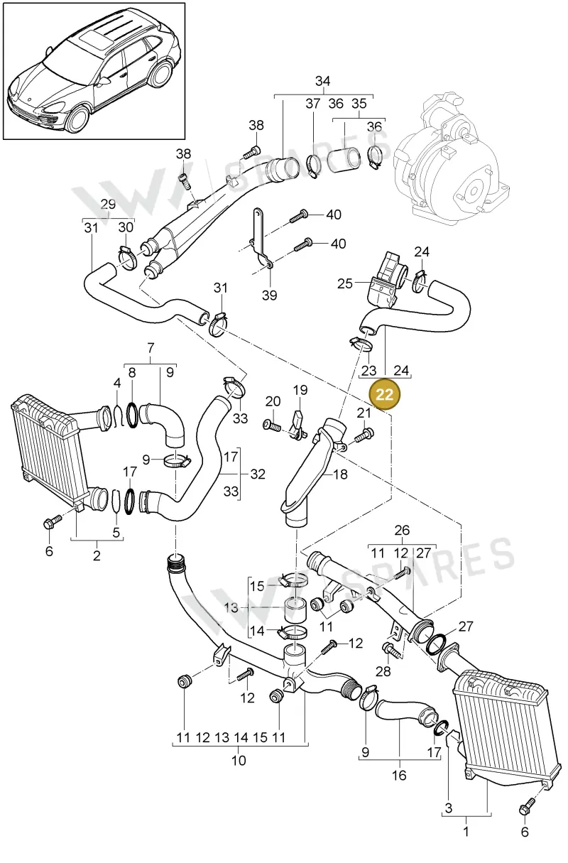 95811077210 — Porsche Cayenne (2010-2018) diagram p37107070, position 22