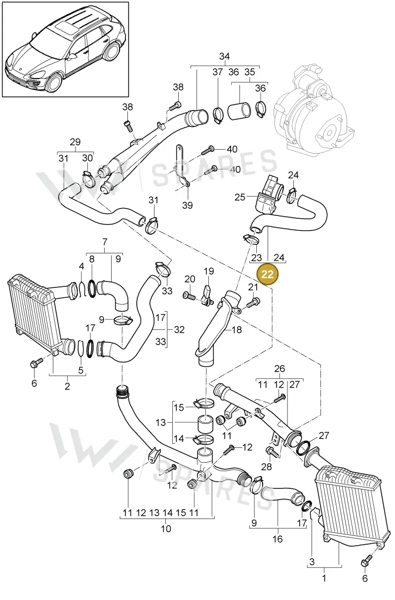 95811077221 — Porsche Cayenne (2010-2018) diagram p37107070, position 22