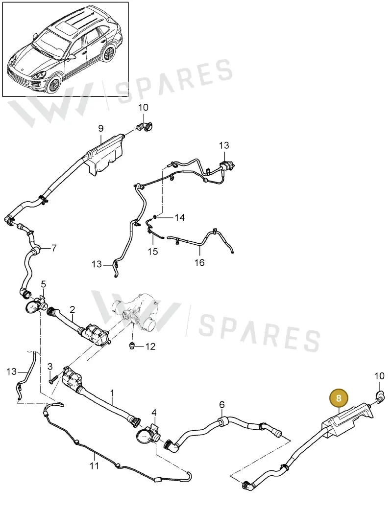 95811082300 — Porsche Cayenne (2010-2018) diagram p37107070, position 8