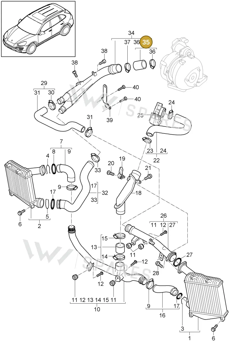 95811083200 — Porsche Cayenne (2010-2018) diagram p37107075, position 35