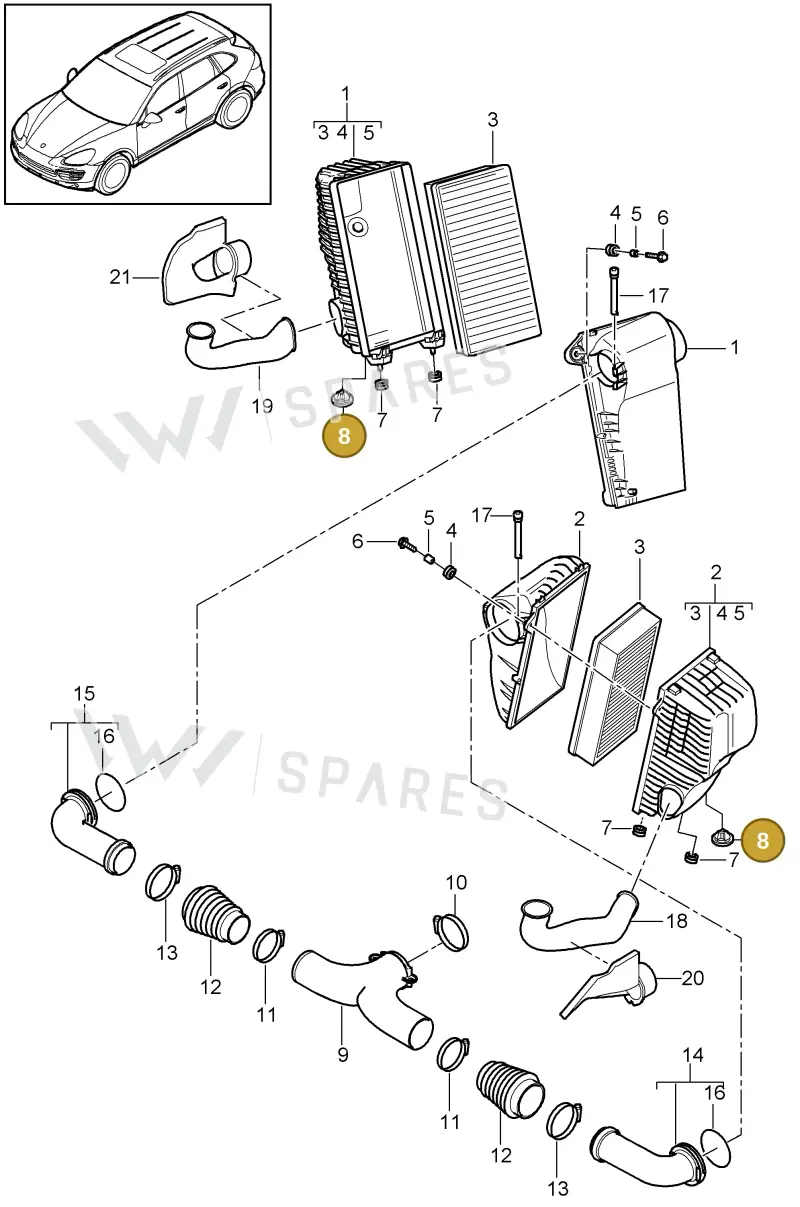 95811083400 — Porsche Cayenne (2010-2018) diagram p37106000, position 8