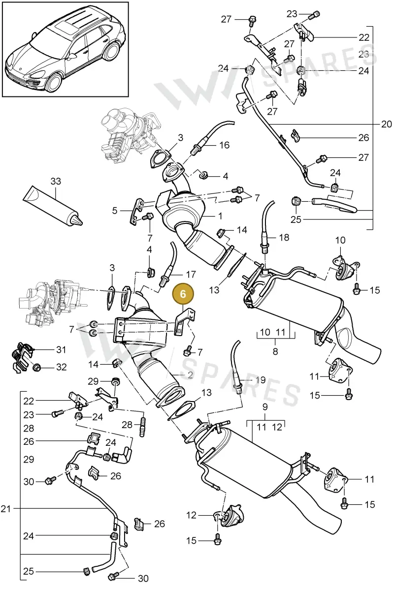95811104780 — Porsche Cayenne (2010-2018) diagram p37202020, position 6+9