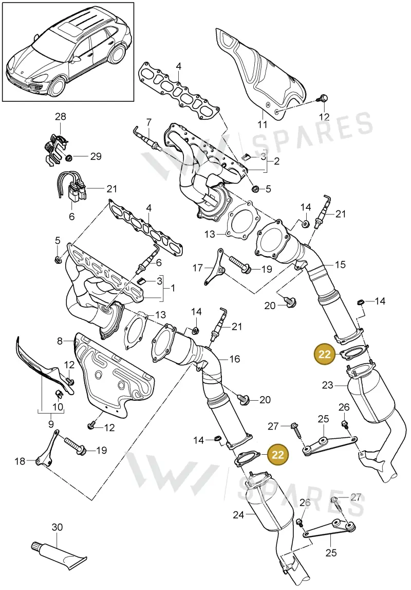 95811111300 — Porsche Cayenne (2010-2018) diagram p37202000, position 22