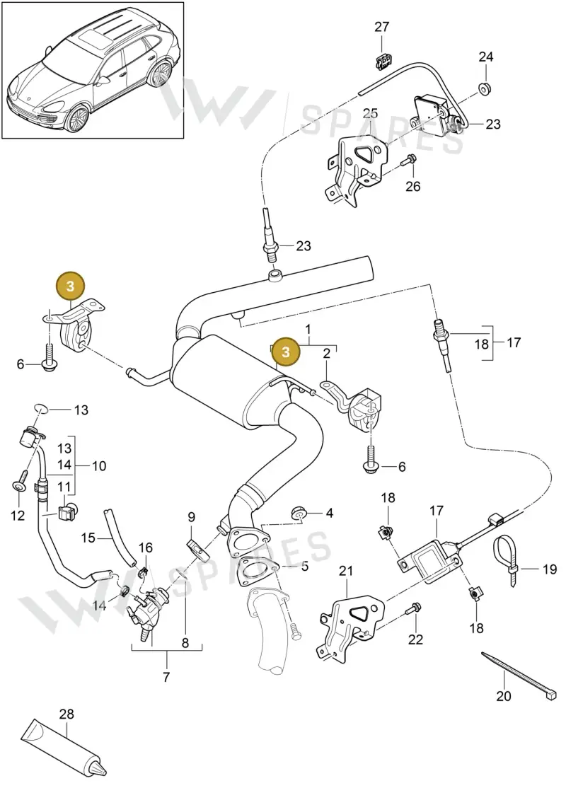 95811115240 — Porsche Cayenne (2010-2018) diagram p37202023, position 3