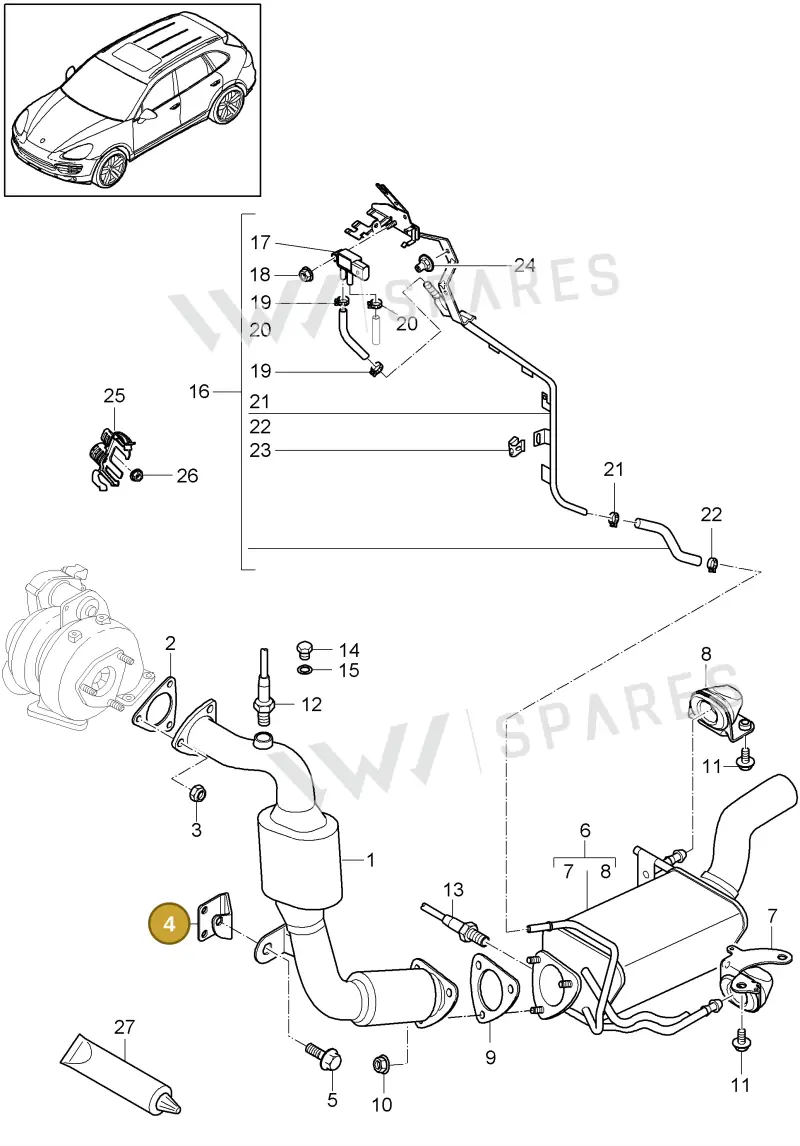 95811116100 — Porsche Cayenne (2010-2018) diagram p37202020, position 4