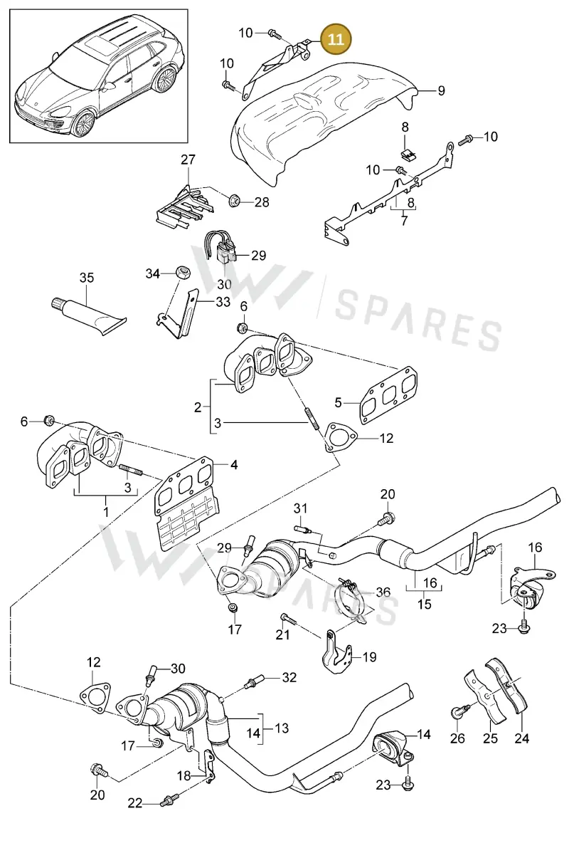 95811154900 — Porsche Cayenne (2010-2018) diagram p37202010, position 11