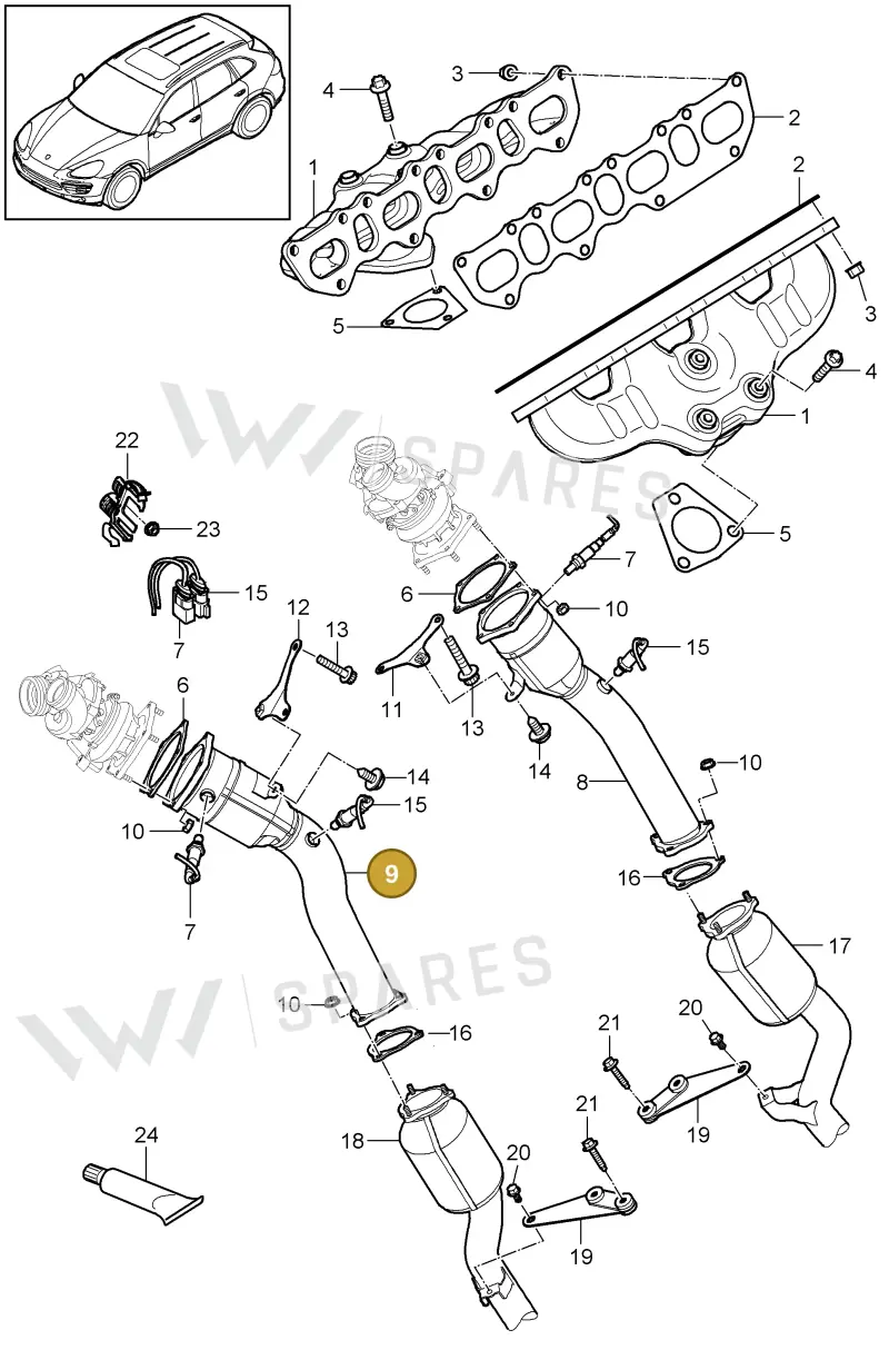958113022DX — Porsche Cayenne (2010-2018) diagram p37202000, position 9