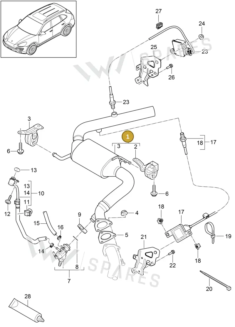 958113025EX — Porsche Cayenne (2010-2018) diagram p37202020, position 1