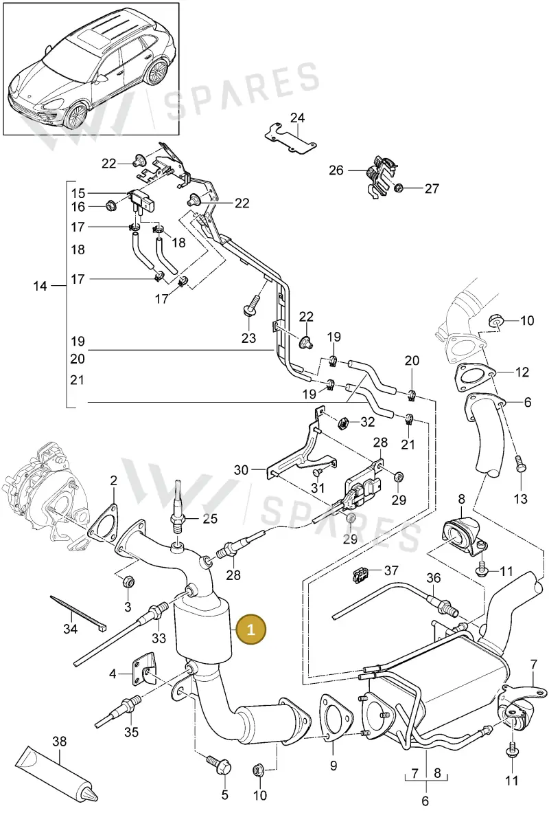 958113025FX — Porsche Cayenne (2010-2018) diagram p37202020, position 1
