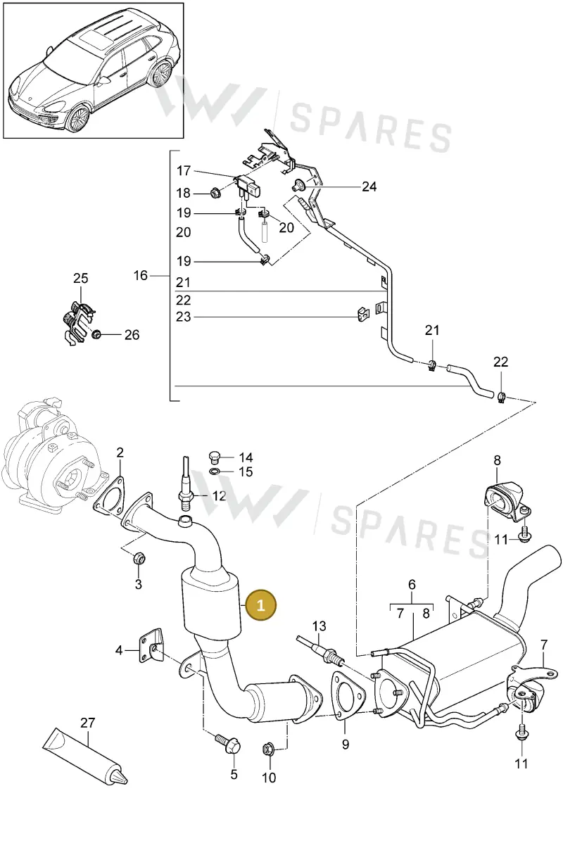 958113025HX — Porsche Cayenne (2010-2018) diagram p37202020, position 1