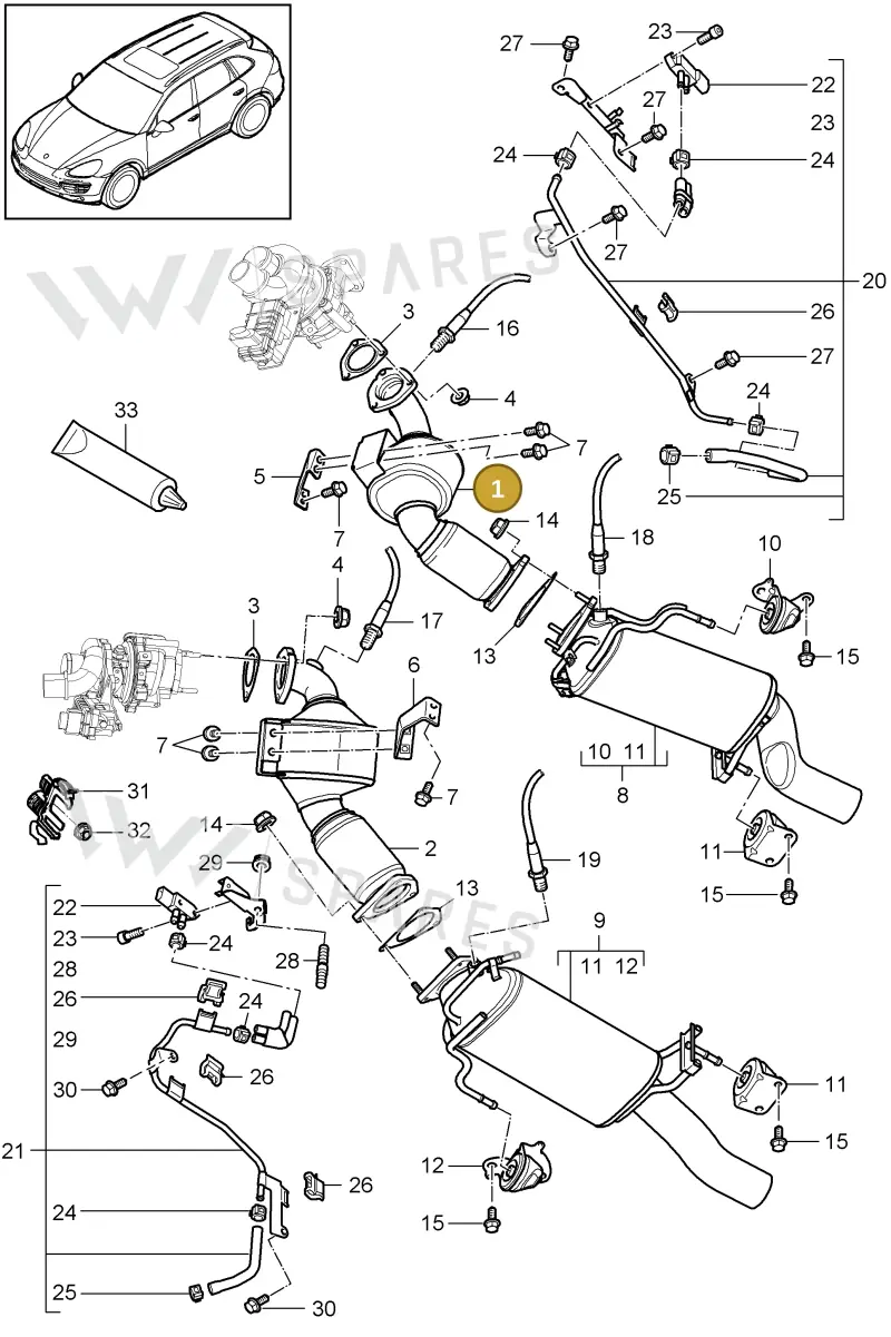 958113025LX — Porsche Cayenne (2010-2018) diagram p37202020, position 1