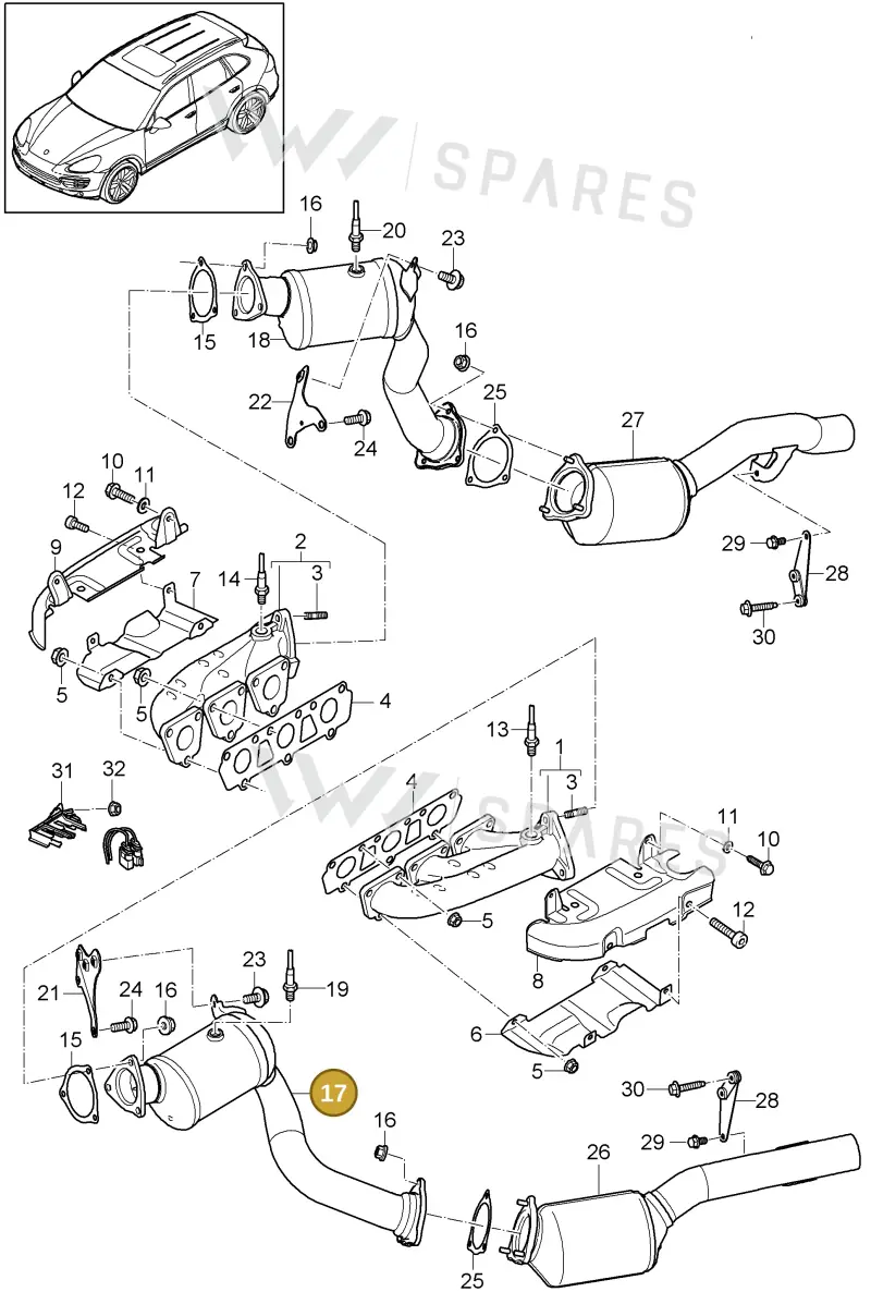958113027EX — Porsche Cayenne (2010-2018) diagram p37202020, position 17