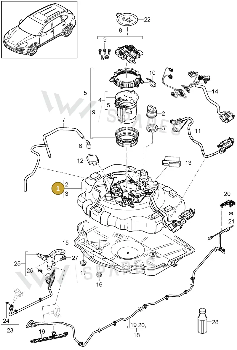 95811307821 — Porsche Cayenne (2010-2018) diagram p37202020, position 1