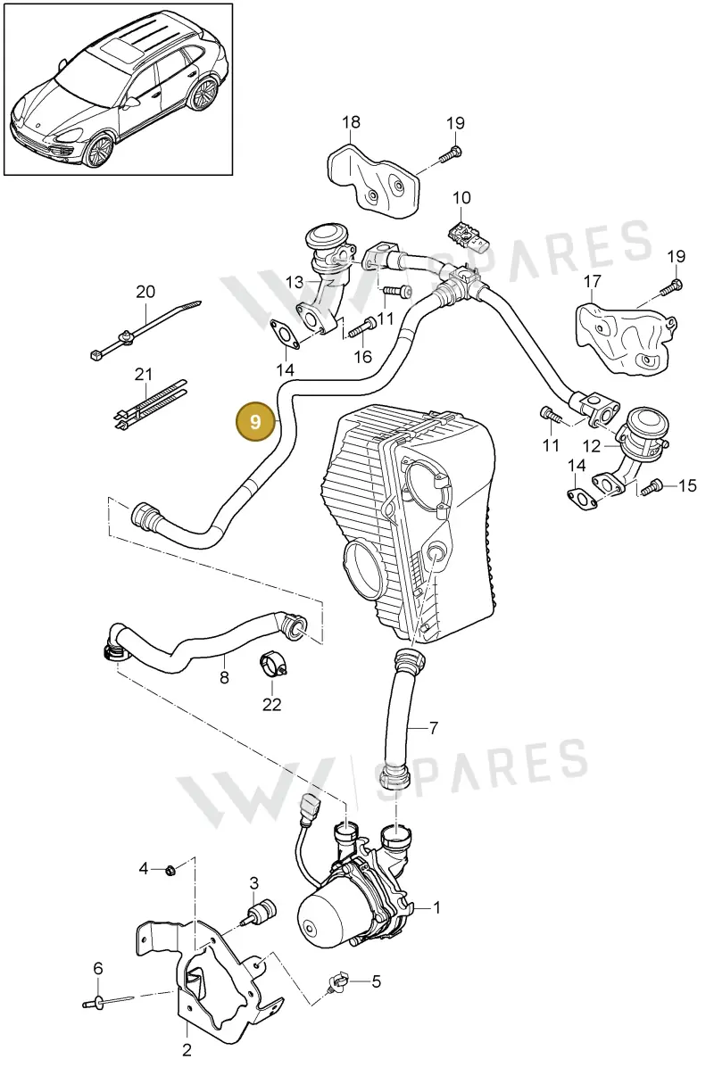 95811323200 — Porsche Cayenne (2010-2018) diagram p37108010, position 9