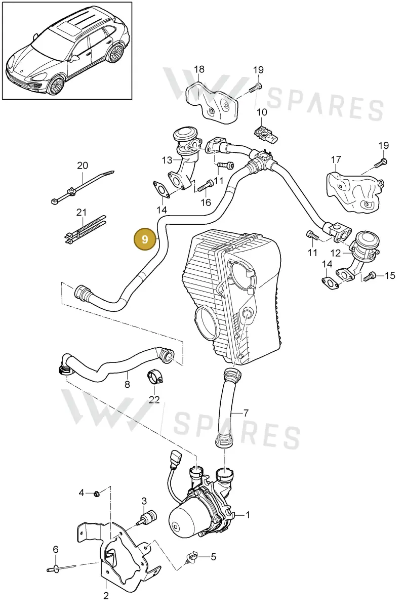 95811323210 — Porsche Cayenne (2010-2018) diagram p37108010, position 9