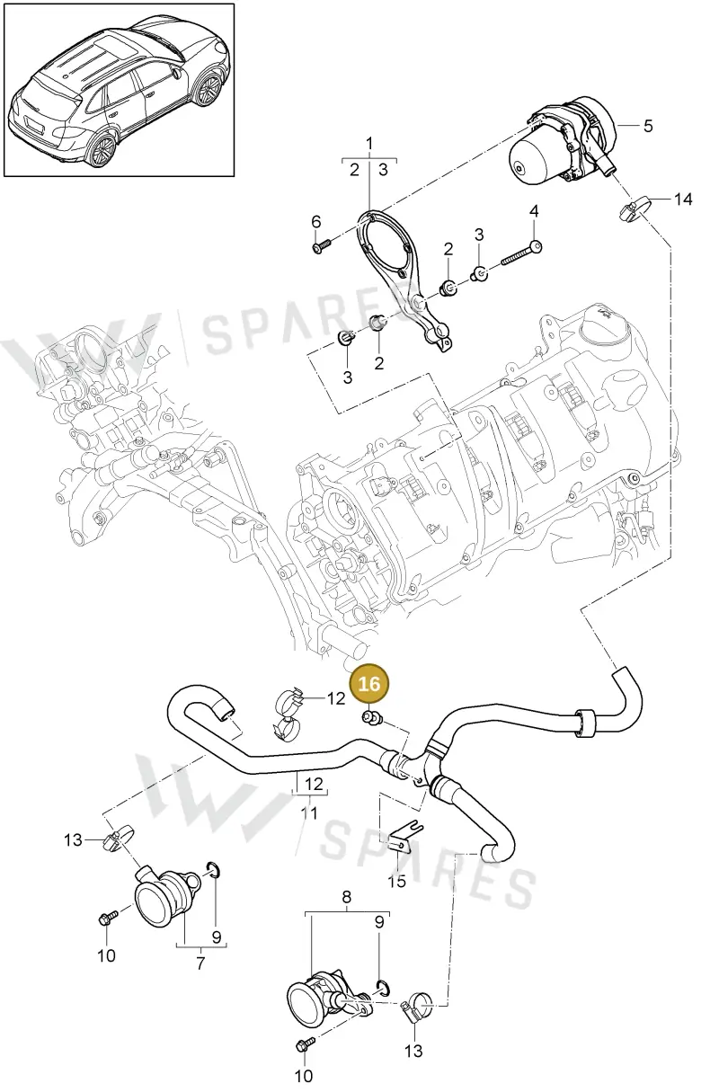 95811330700 — Porsche Cayenne (2010-2018) diagram p37108000, position 16