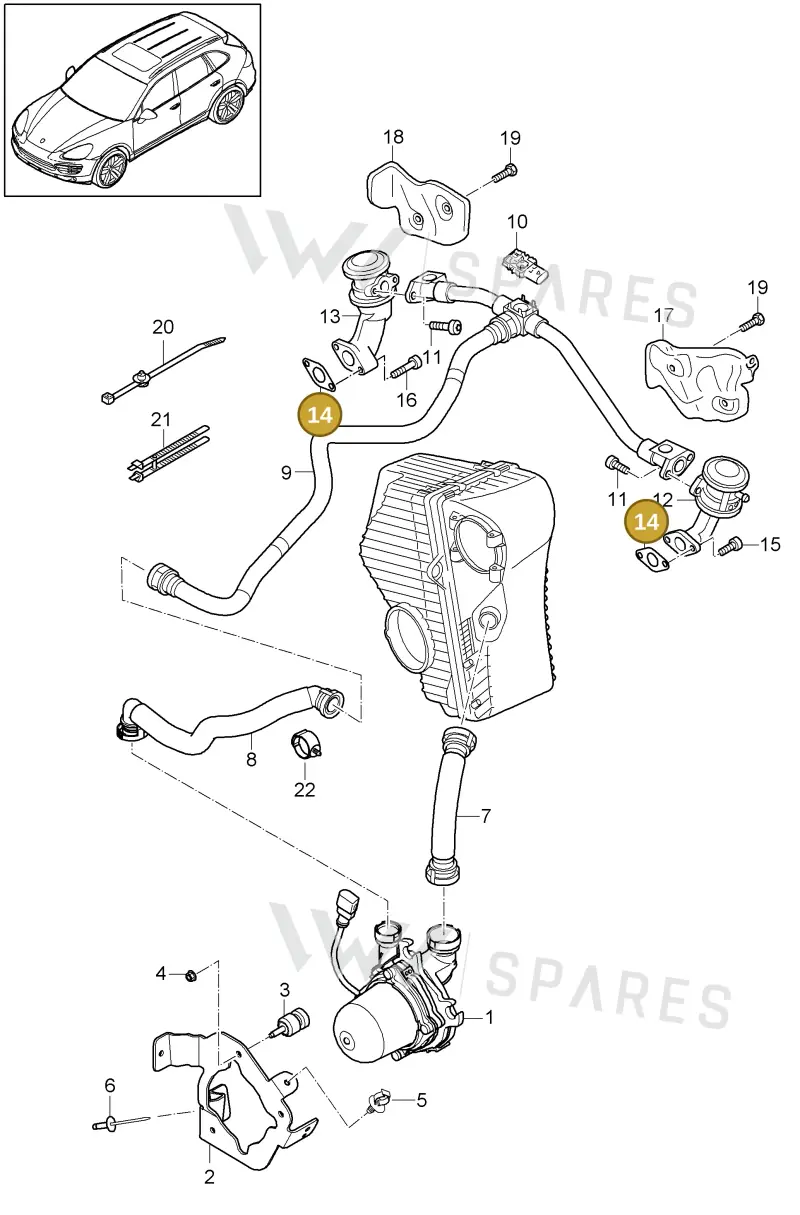 95811332000 — Porsche Cayenne (2010-2018) diagram p37108010, position 14