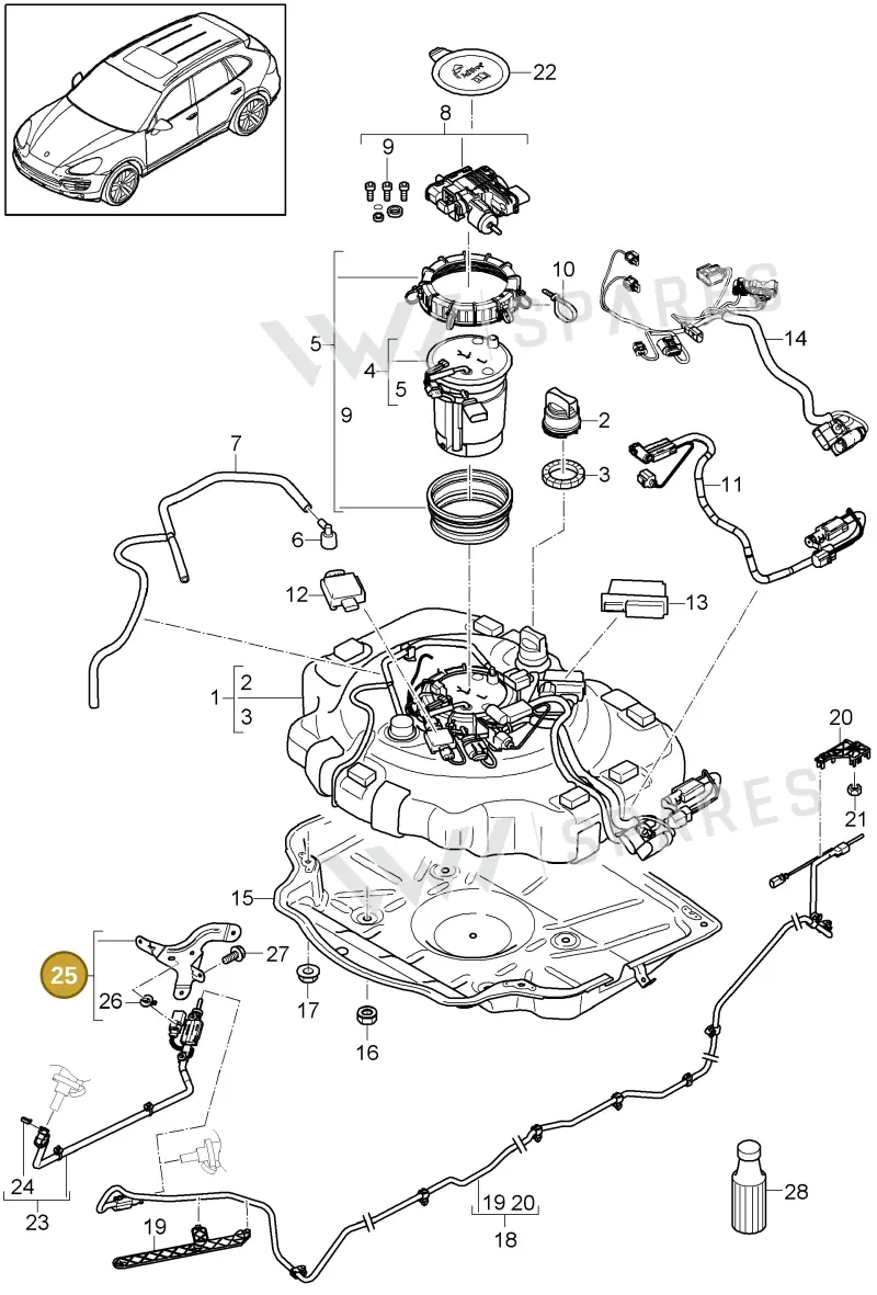 95811356100 — Porsche Cayenne (2010-2018) diagram p37202028, position 25