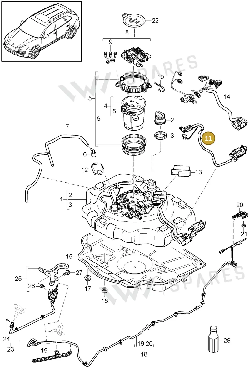 95811378331 — Porsche Cayenne (2010-2018) diagram p37202020, position 11