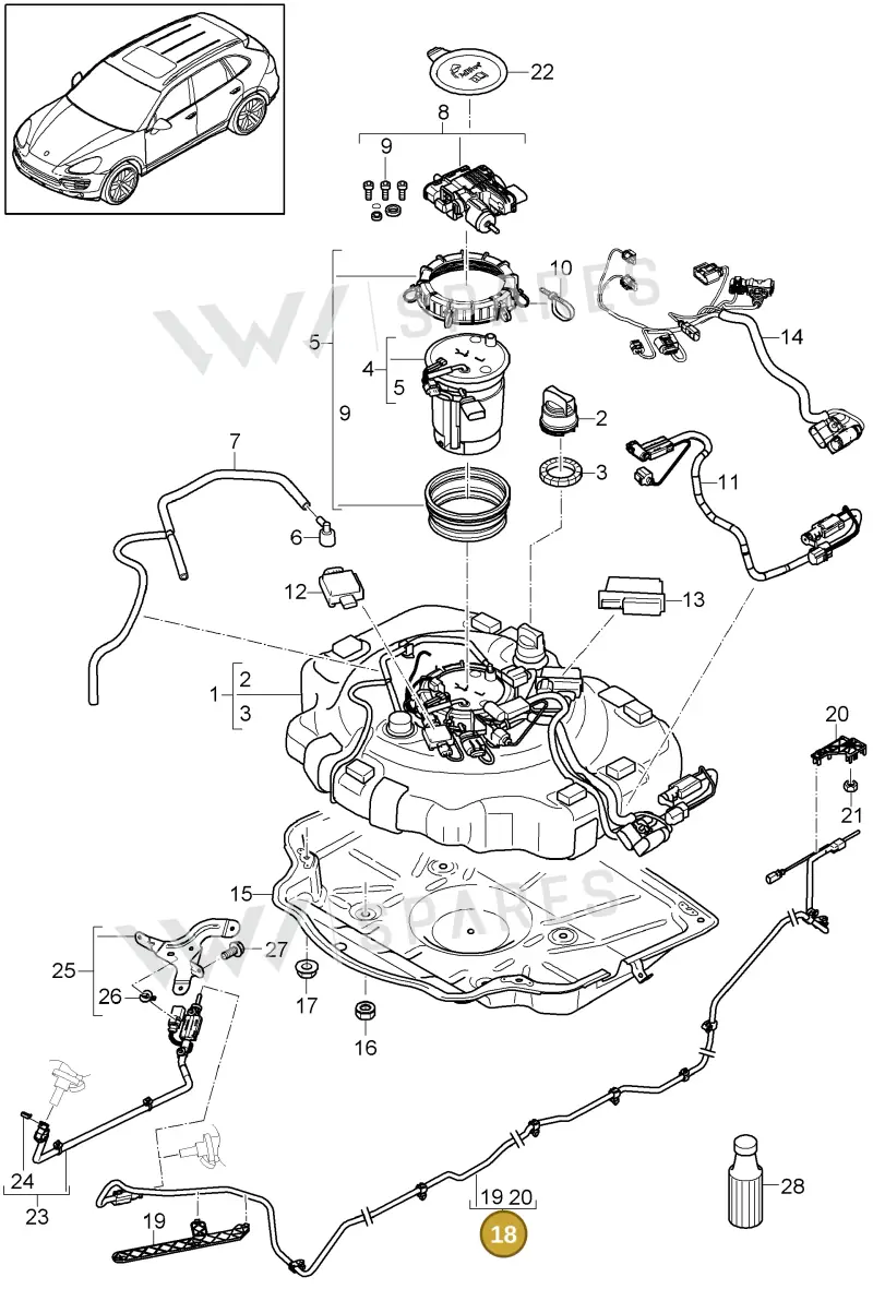 95811378433 — Porsche Cayenne (2010-2018) diagram p37202020, position 18