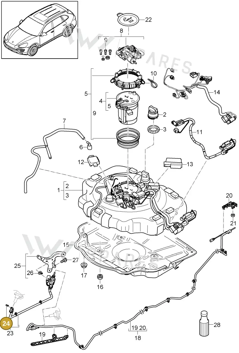95811384520 — Porsche Cayenne (2010-2018) diagram p37202020, position 24+25
