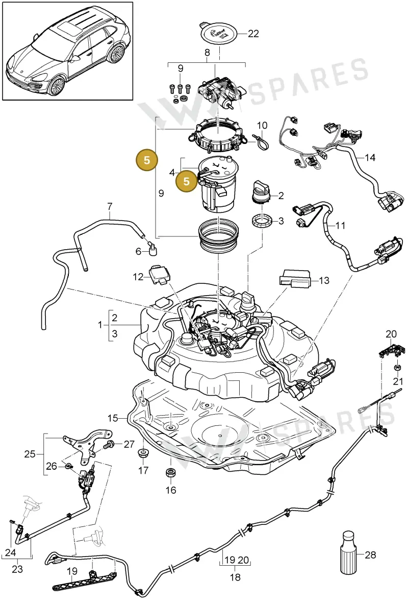 95811390200 — Porsche Cayenne (2010-2018) diagram p37202020, position 5